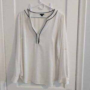 Ann Taylor blouse, large, white with black detail
